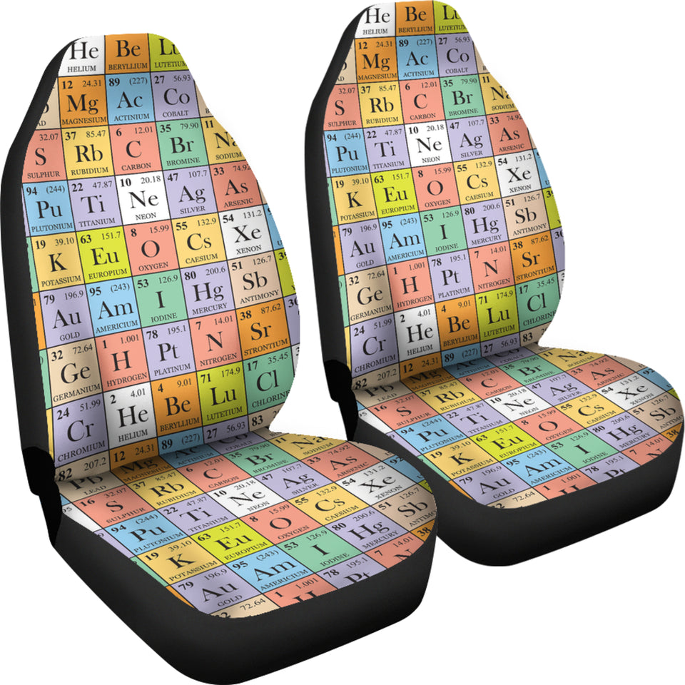 Chemistry Periodic Table Pattern Print Design 01 Universal Fit Car Seat Covers