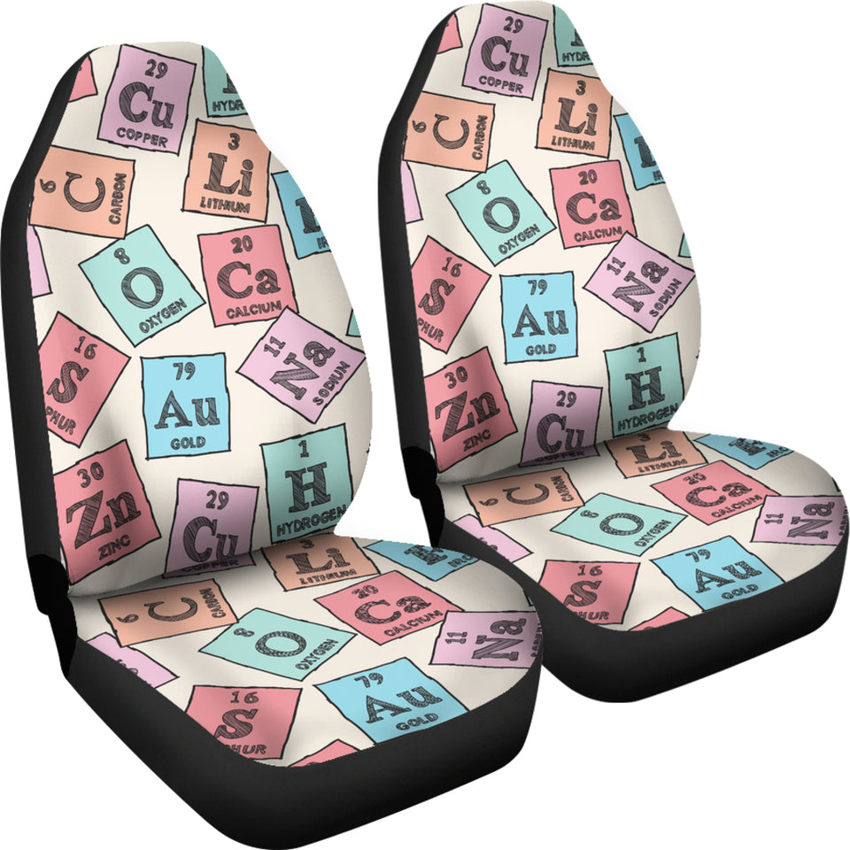Chemistry Periodic Table Pattern Print Design 02 Universal Fit Car Seat Covers