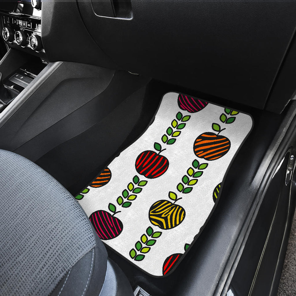 Colorful Apples Leave Zebra Stripe Front And Back Car Mats