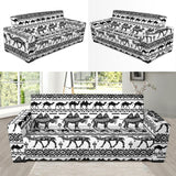Camel Polynesian Tribal Pattern Sofa Slipcover