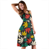 Canabis Marijuana Weed Pattern Print Design 02 Sleeveless Midi Dress