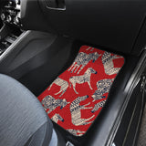 Zebra Abstract Red Background Front And Back Car Mats