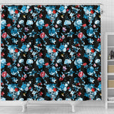 Skull Flower Roses Leave Pattern Shower Curtain Fulfilled In US