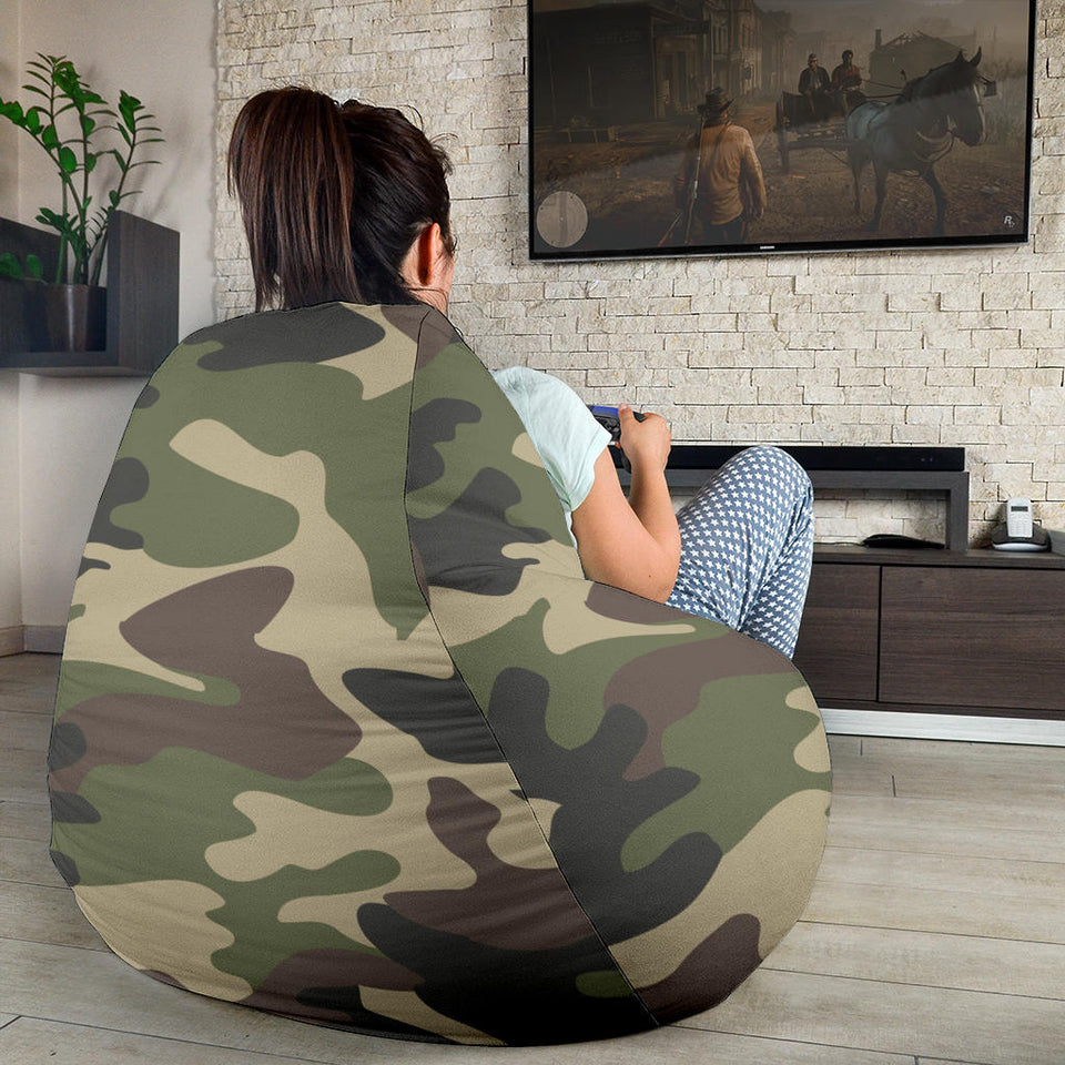 Dark Green Camo Camouflage Pattern Bean Bag Cover