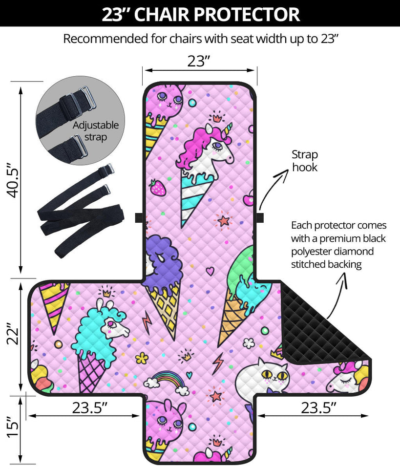 Cute ice cream cone animal pattern Chair Cover Protector