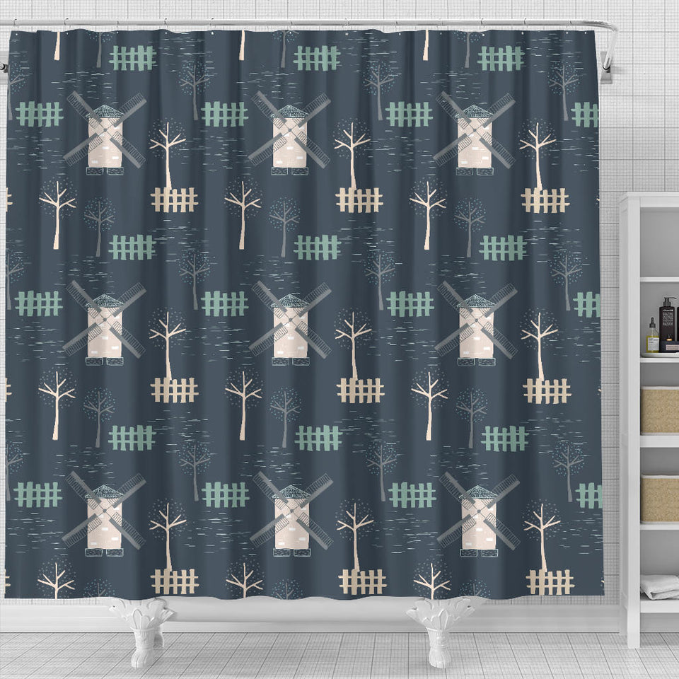Windmill Tree Pattern Shower Curtain Fulfilled In US