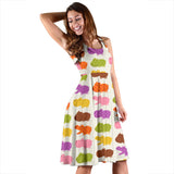 Hippopotamus Pattern Print Design 01 Sleeveless Midi Dress