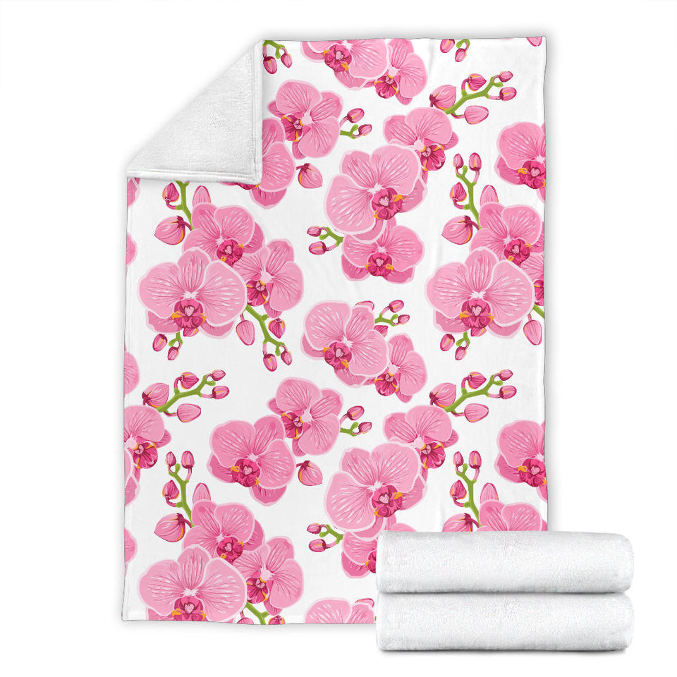 Pink Purple Orchid Pattern Background Premium Blanket