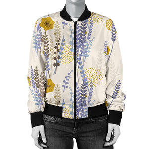 Lavender Modern Pattern Blackground Women'S Bomber Jacket