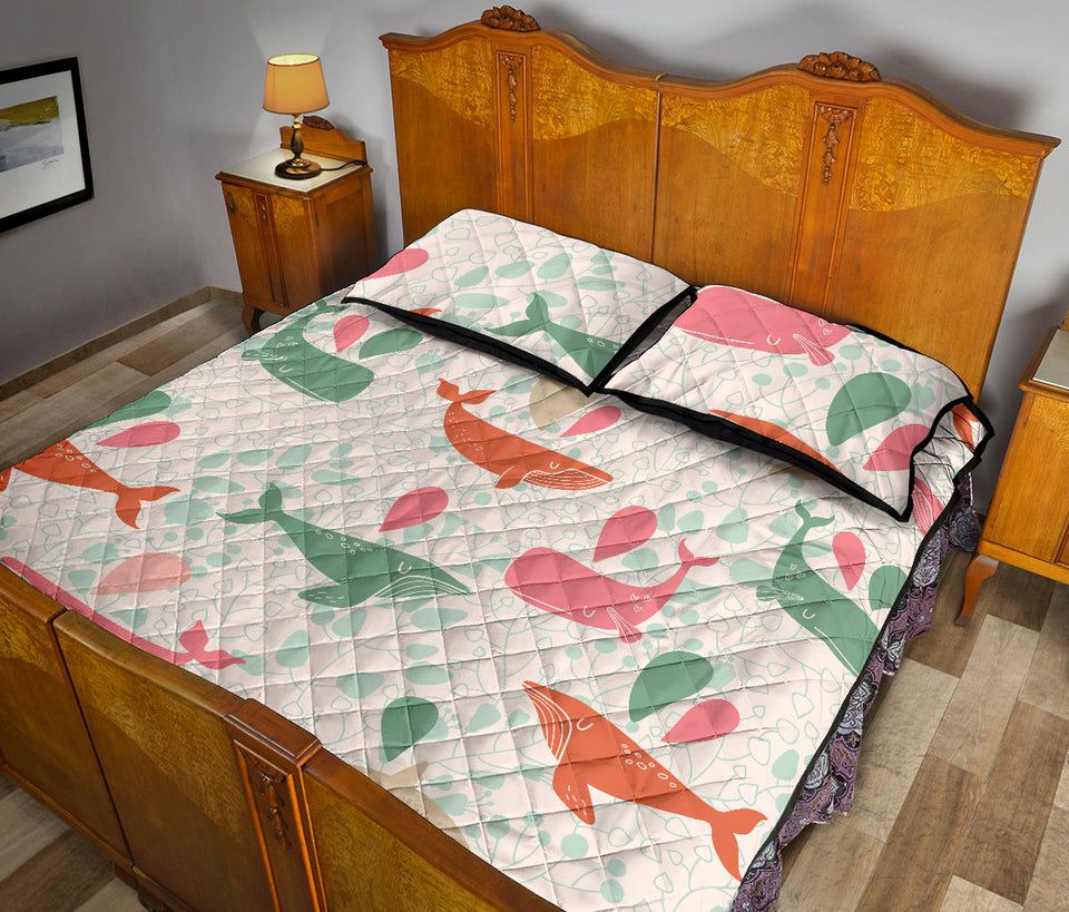 Cute whale pattern Quilt Bed Set