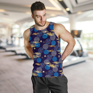 Blue japanese pattern cloud wave flower Men Tank Top