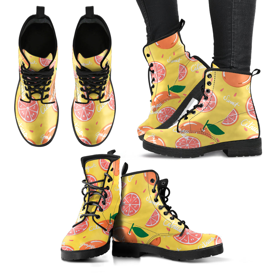 Grapefruit Yellow Background Leather Boots