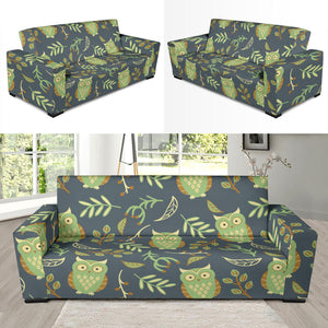 Cute Owls Leaves Pattern Sofa Slipcover