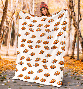 Clown Fish Pattern Print Design 03 Premium Blanket