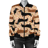 Dachshund Floral Background Women'S Bomber Jacket