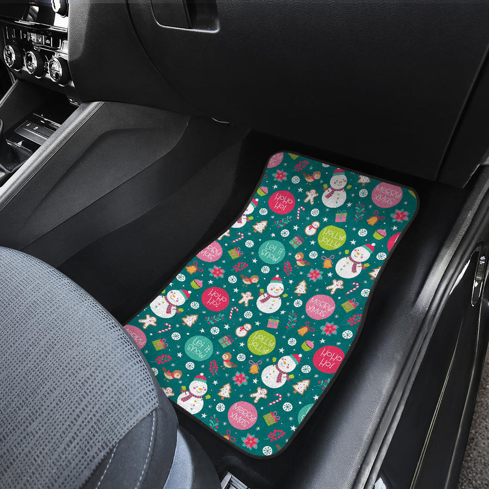 Snowman Bird Decorative Elements Christmas Pattern Front Car Mats
