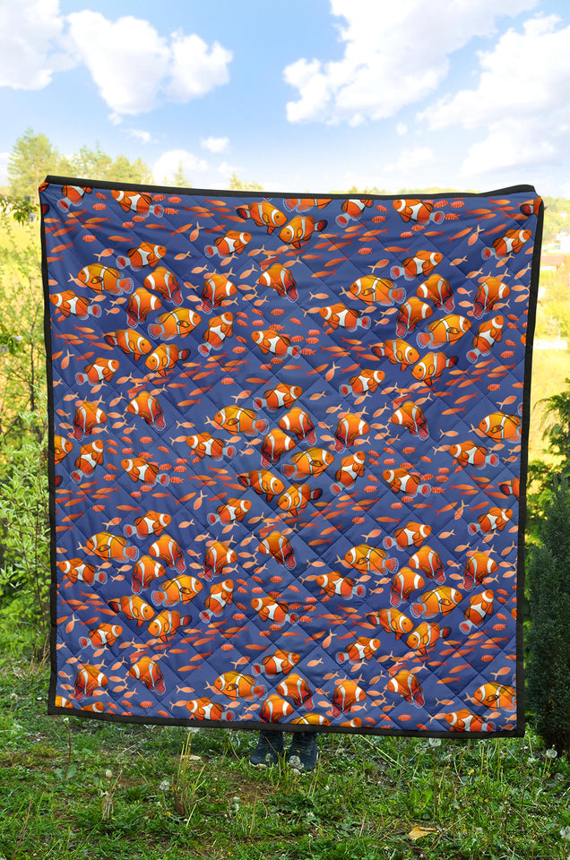 Clown Fish Pattern Print Design 04 Premium Quilt
