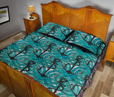 Anchor nautical green background Quilt Bed Set