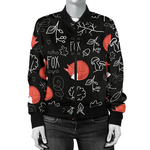 Fox Sleeping Fox Pattern Women'S Bomber Jacket