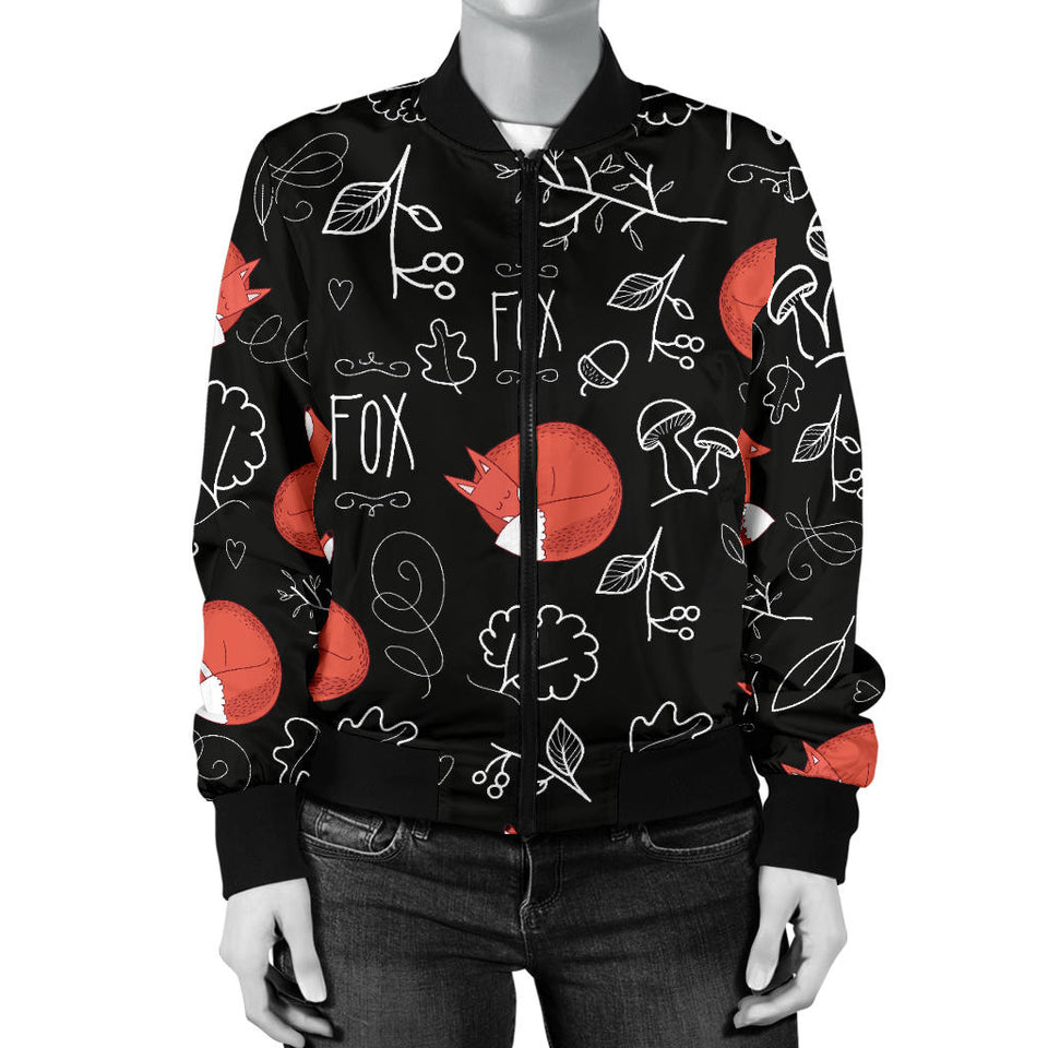 Fox Sleeping Fox Pattern Women'S Bomber Jacket