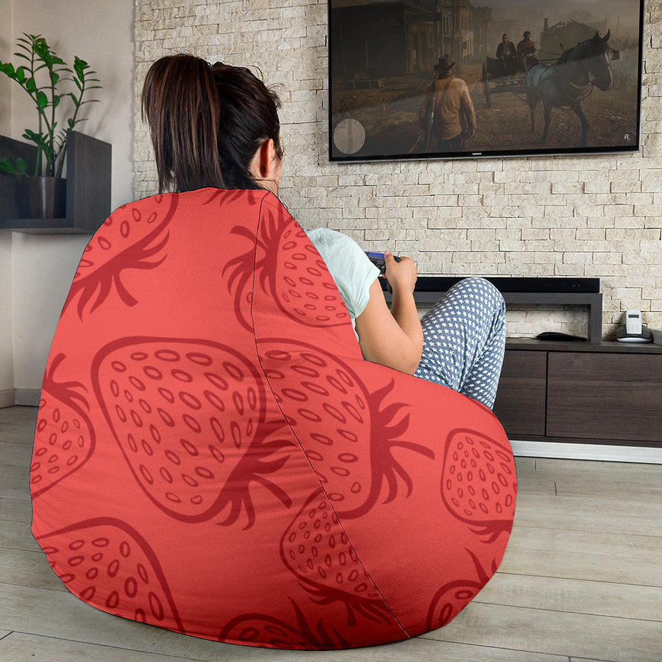 Strawberry Pattern Red Background Bean Bag Cover