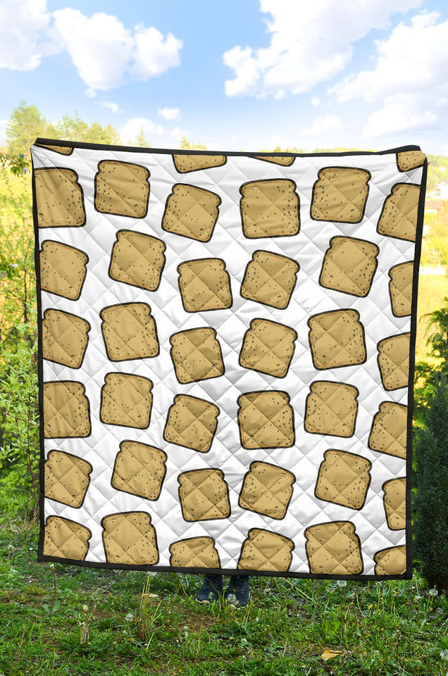Bread Toast Pattern Print Design 03 Premium Quilt