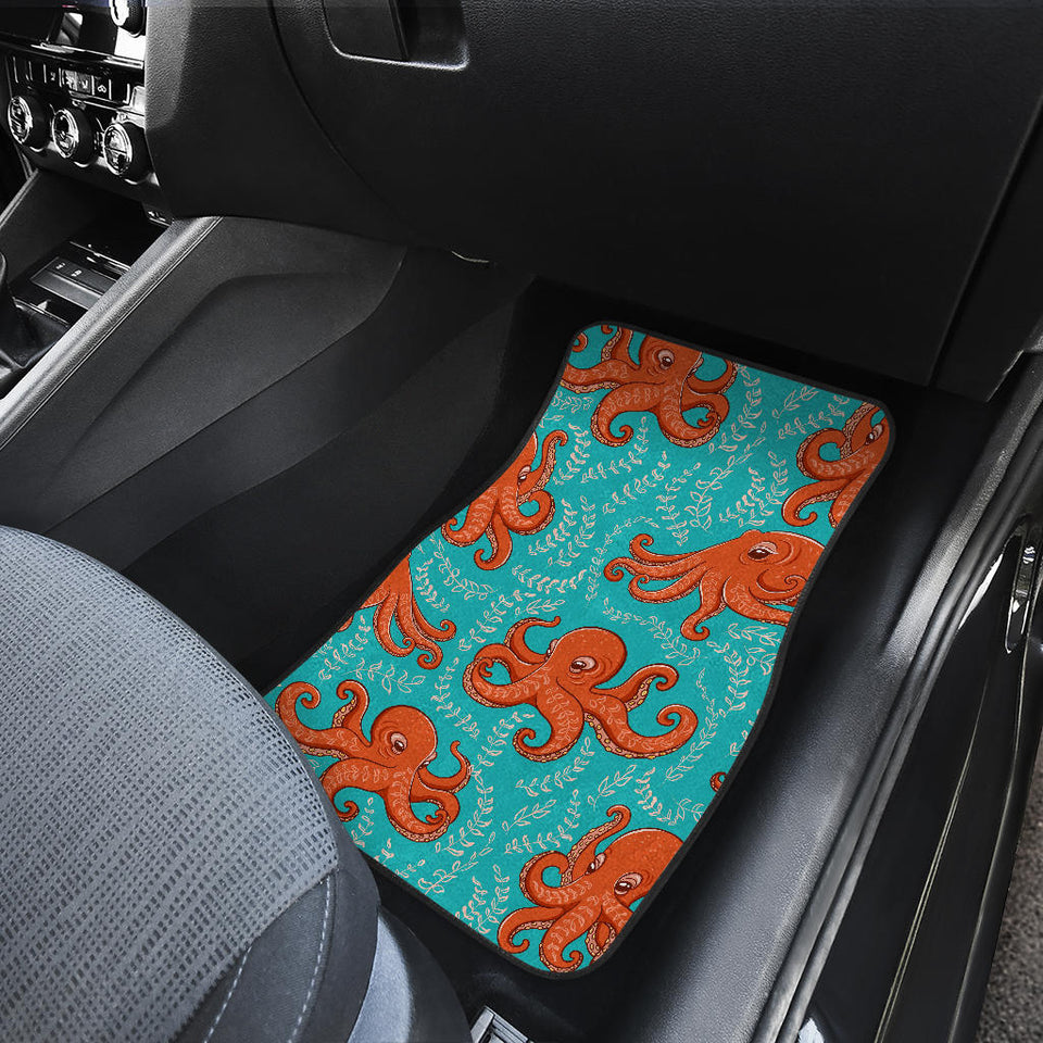 Octopus Turquoise Background Front And Back Car Mats