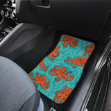 Octopus Turquoise Background Front And Back Car Mats