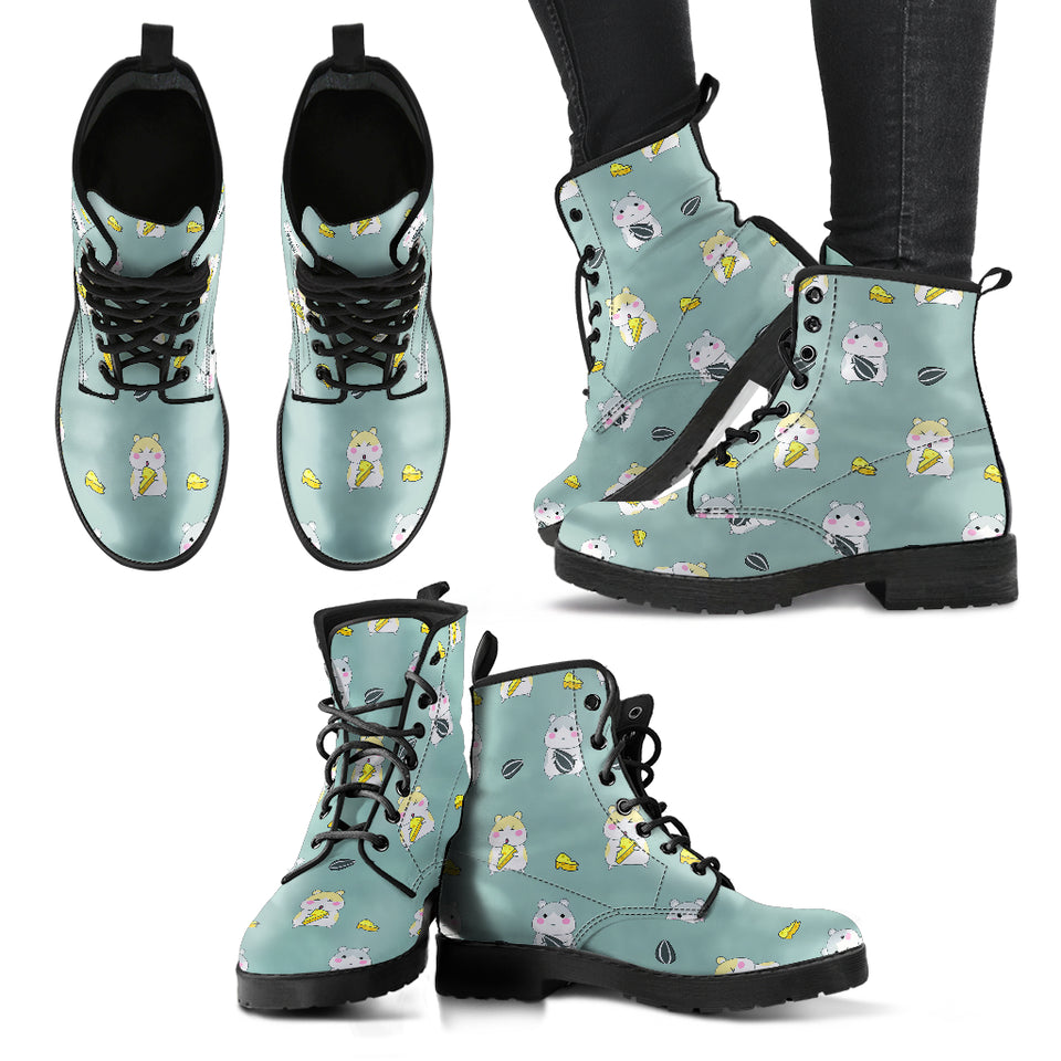 Cute Hamster Cheese Pattern Leather Boots