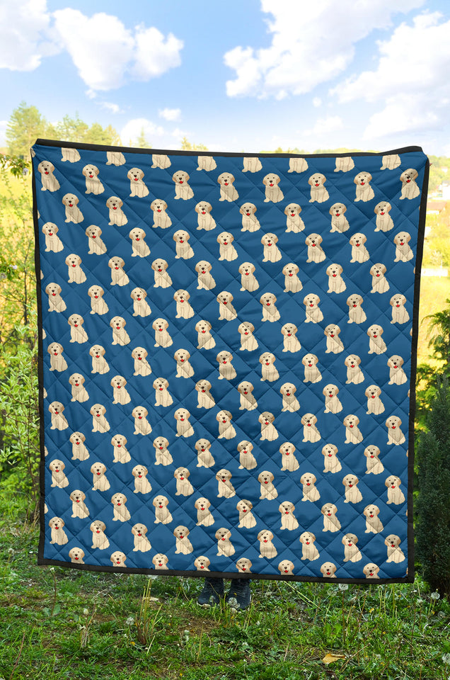 Golden Retriever Pattern Print Design 03 Premium Quilt