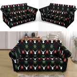 Deer Christmas New Year Pattern Argyle Loveseat Couch Slipcover