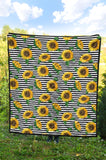 Sunflowers Ribbon Background Premium Quilt