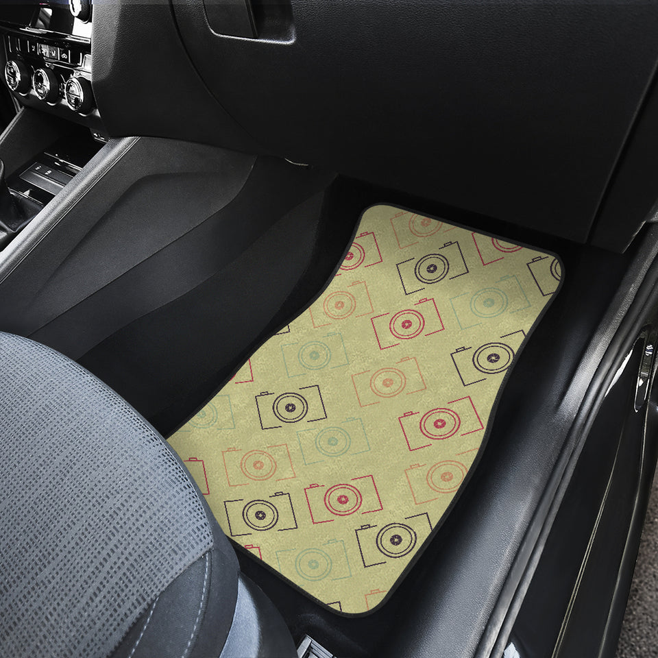 Camera Pattern Print Design 01 Front and Back Car Mats