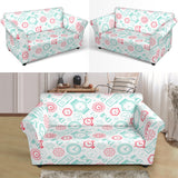 Clock Time Pattern Blackground Loveseat Couch Slipcover