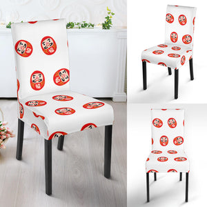 Daruma Japanese Wooden Doll Pattern Dining Chair Slipcover