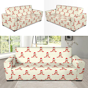 Golden Retriever Pattern Print Design 01 Sofa Slipcover