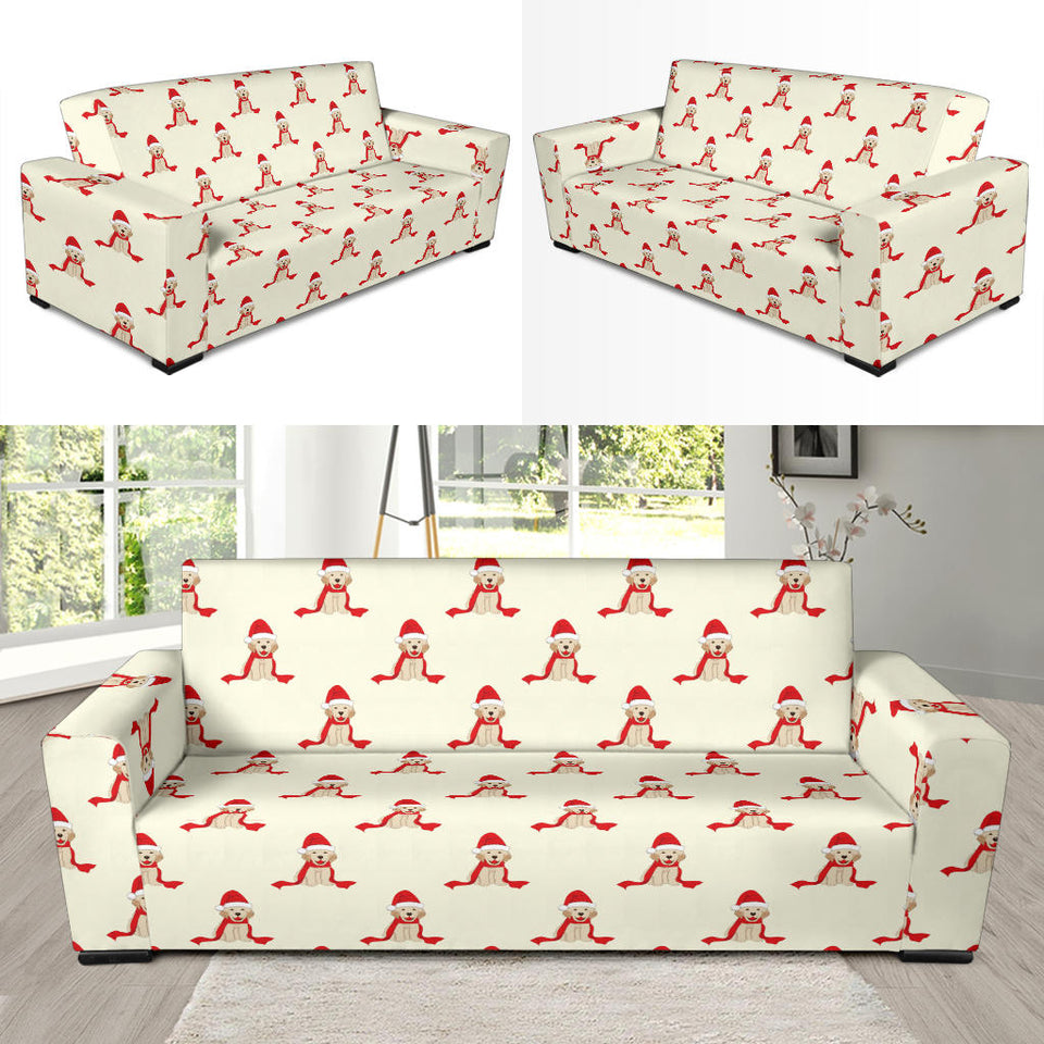Golden Retriever Pattern Print Design 01 Sofa Slipcover