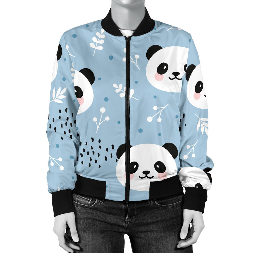 Cute Panda Pattern Women'S Bomber Jacket