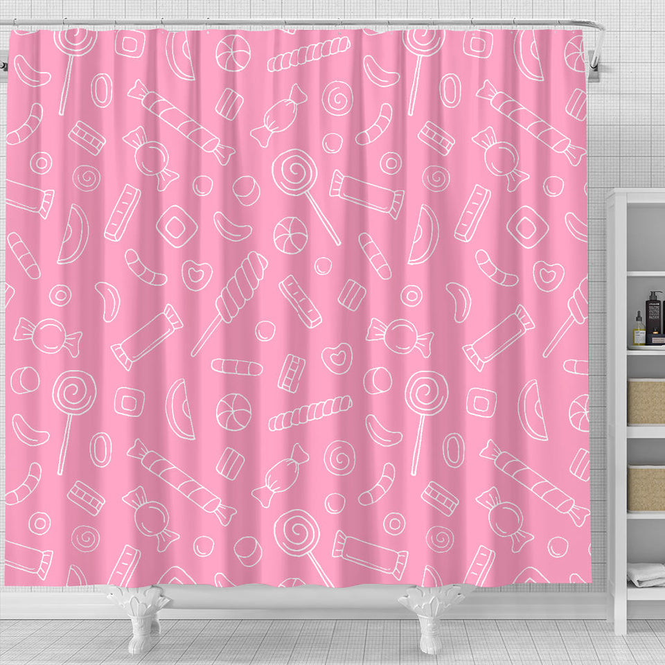 Sweet Candy Pink Background Shower Curtain Fulfilled In US