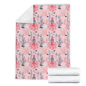 Octopus Winter Hat Garland Fish Candy Seaweed Coral Starfish Premium Blanket