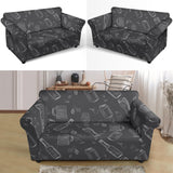 Beer Hand Drawn Pattern Loveseat Couch Slipcover