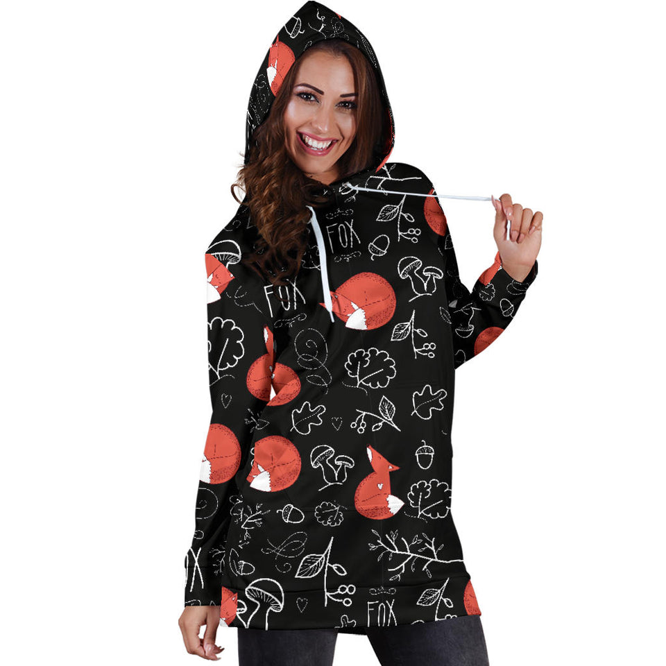 Fox Sleeping Fox Pattern Women'S Hoodie Dress