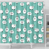 Cute Sheep Green Background Shower Curtain Fulfilled In US