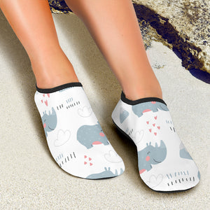 Cute Rhino Heart Pattern Aqua Shoes