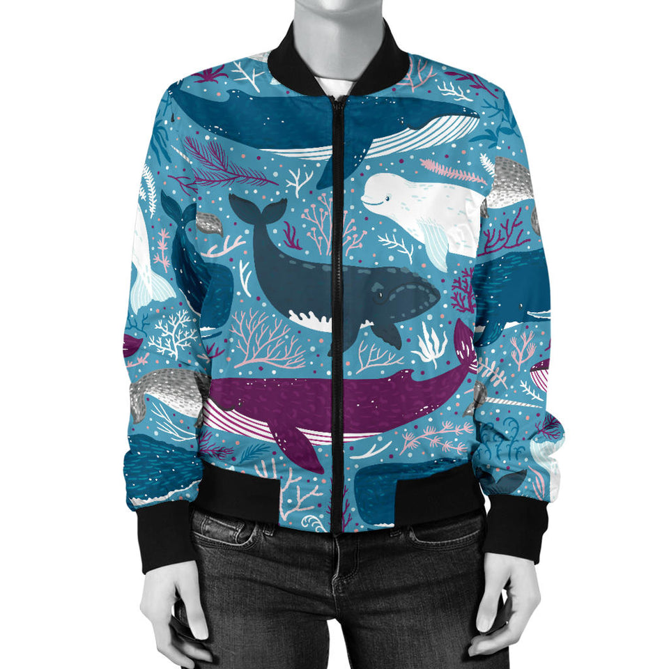 Whale Design Pattern Women'S Bomber Jacket