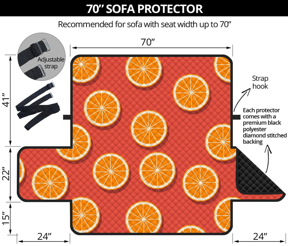 Oranges pattern red background Sofa Cover Protector