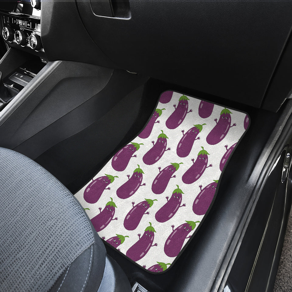 Eggplant Pattern Print Design 01 Front Car Mats