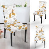 Cute Beagle Dog Pattern Background Dining Chair Slipcover