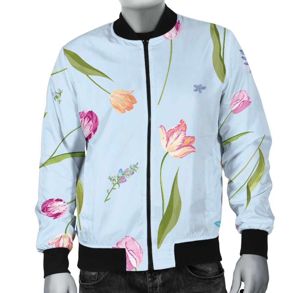 Watercolor Tulips Pattern Men'S Bomber Jacket