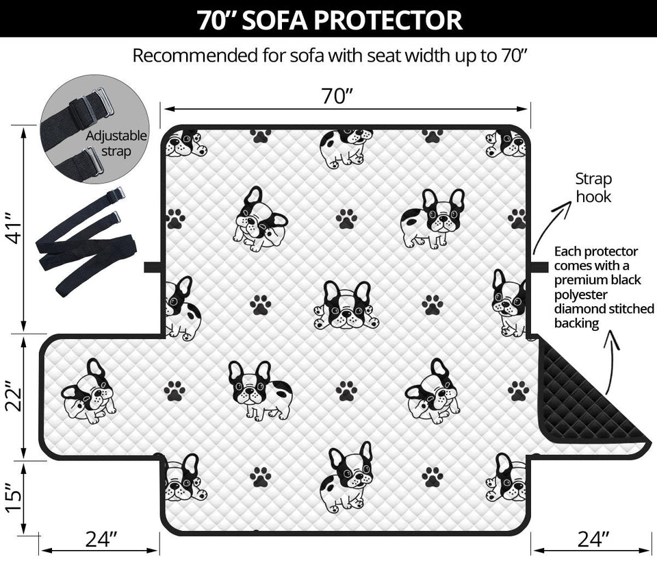 Cute french bulldog paw pattern Sofa Cover Protector
